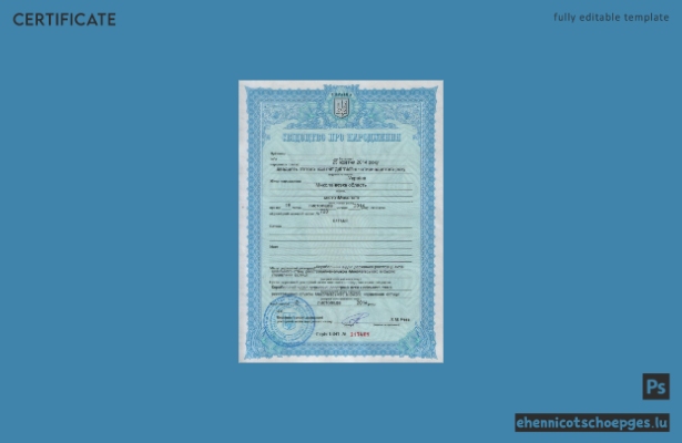 Vorschau eines Geburtsurkundenmusters des ukrainischen Justizministeriums